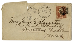 George Custer Envelope Made Out in Full in His Hand to his Wife -- Mrs. Genl GA Custer