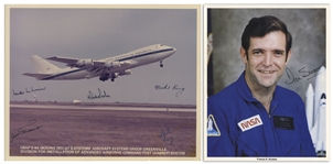 Lot of 8 Signed Photos Given by Dick Scobee to His Family -- Including Two Signed Photos of the 35 Astronaut Candidates Selected in January, 1978