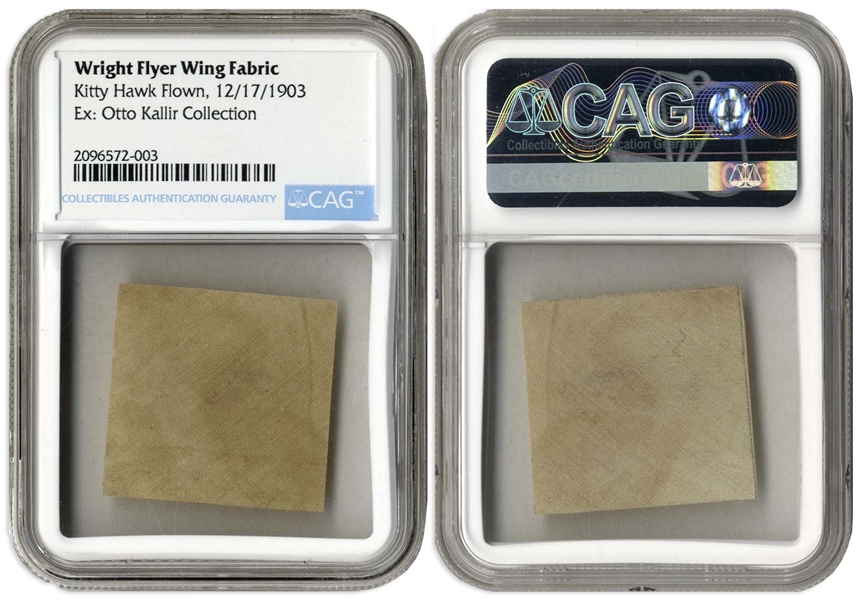 Fabric Swatch From the Wright Flyer, Flown at Kitty Hawk During the First Flight on 17 December 1903 -- Encapsulated by CAG