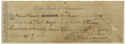 George Washington Check Signed -- With PSA COA