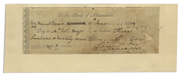 George Washington Check Signed -- With PSA COA