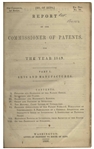 Abraham Lincoln Autograph Endorsement Signed as President -- Housed in a Patent Office Report From 1849 Featuring Abraham Lincoln's Patent -- Lincoln Is the Only U.S. President to Hold a Patent