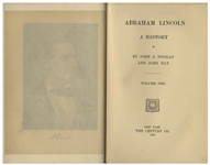 Abraham Lincoln Complete 10 Volume Set of His Definitive Biography ''Abraham Lincoln: A History'' -- Written by His Secretaries John Hay & John Nicolay