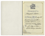 Margaret Thatcher's Personally Owned Holy Bible, Presented to Her as Prime Minister