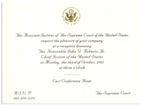 Invitations to the Investiture Ceremony and Reception of Supreme Court Chief Justice John Roberts