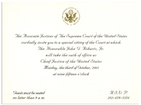 Invitations to the Investiture Ceremony and Reception of Supreme Court Chief Justice John Roberts