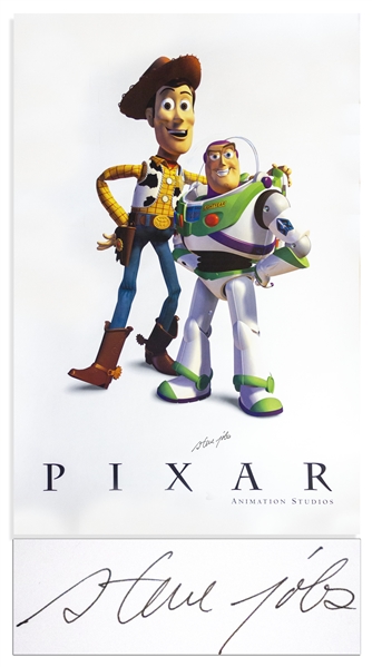 Steve Jobs Signed Pixar Poster Featuring the Toy Story Characters -- Extraordinarily Scarce Pixar Item Signed by Jobs, With JSA COA