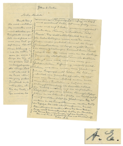 Albert Einstein Autograph Letter Signed Regarding His United Field Theory: ...I have been brooding and calculating almost all of my days and half of the nights...Unified Field Theory...