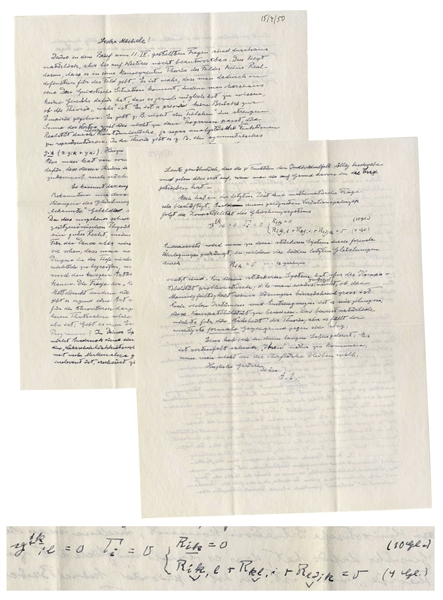 Albert Einstein Autograph Letter Signed on God & Unified Field Theory, With Mathematical Equations in His Hand Regarding the Theory -- ...It is devilishly difficult to get closer to Him...