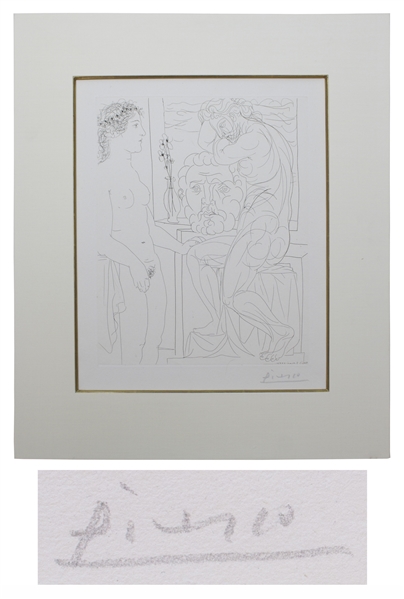Pablo Picasso Signed Modele nu et Sculptures Etching -- From the Desirable Vollard Suite of Etchings