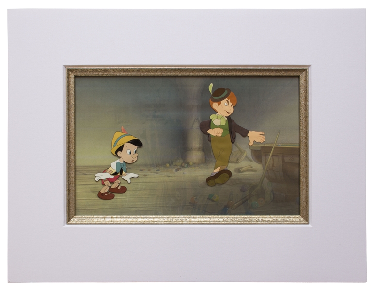 Large Pinocchio Cels of Pinocchio and Lampwick From the Original 1940 Disney Film