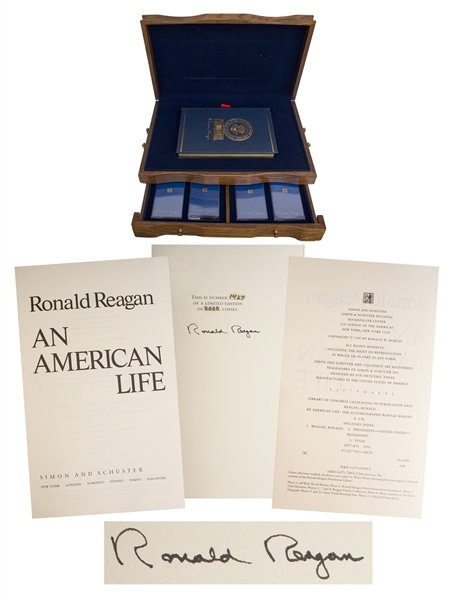 Ronald Reagan Signed An American Life Special Limited Edition -- Housed in Luxury Oak Case With Audiotapes of Speaking My Mind