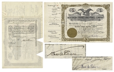 Thomas Edison Twice-Signed Stock Certificate