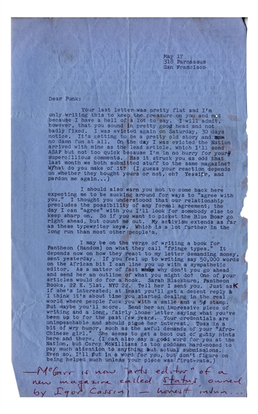 Hunter S. Thompson Letter Signed on 17 May 1965, the Day His Hell's Angels Article Debuted -- …I may be on the verge of writing a book…on what they call 'fringe types'…