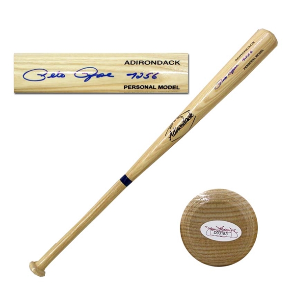 Pete Rose Signed Baseball Bat -- Adirondack 34 Bat Reads Pete Rose / Hit King in Blue Ink -- With JSA Authentication -- Near Fine