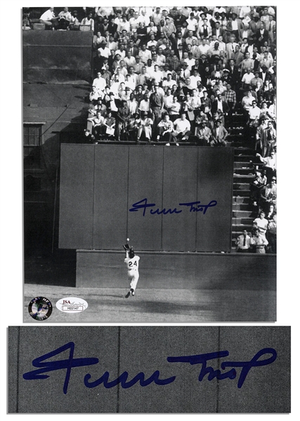 Famous World Series Photo From 1954, The Catch Signed by Willie Mays -- 8 x 10 Photo Is in Near Fine Condition -- With JSA LOA