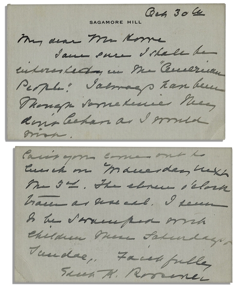 First Lady Edith Roosevelt Autograph Letter Signed