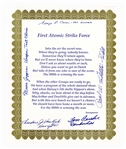 WWII Poem Signed by Five Enola Gay Crew Members -- Tom Ferebee, Theodore Van Kirk, Morris Jeppson, George Caron & Paul Tibbetts