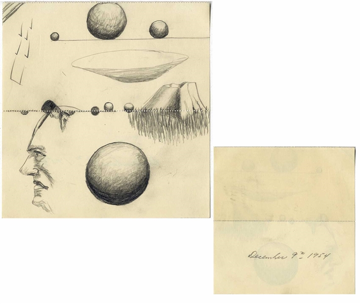 Dwight D. Eisenhower Sketches as President -- Eisenhower Draws an Interesting Profile of a Angry Man With Another Man Inside His Head -- From the Malcolm S. Forbes Collection