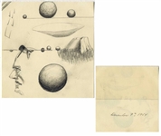 Dwight D. Eisenhower Sketches as President -- Eisenhower Draws an Interesting Profile of a Angry Man With Another Man Inside His Head -- From the Malcolm S. Forbes Collection
