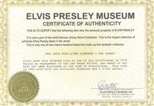 Elvis Presley's Diamond & Garnet Ring -- Includes COA From the Elvis Presley Museum