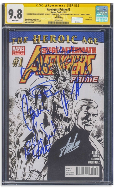 Avengers Prime Cast-Signed Comic #1, Graded 9.8 -- Signed by 8 Cast Members Plus Creator Stan Lee