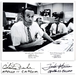 Charlie Duke and Fred Haise Signed 20 x 16 Photo of the Apollo 11 Mission Control -- Duke, the CAPCOM for Apollo 11, Writes WE COPY YOU DOWN EAGLE!