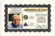 Frank Borman Signed 20'' x 16'' Earthrise Photo, With His Thoughts About the Moon: ''...each one carries his own impression of what he's seen today...''
