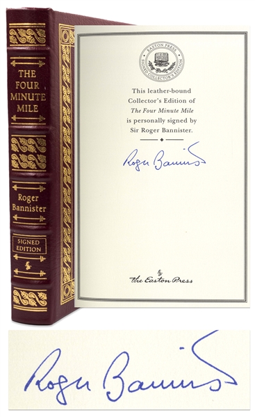 Roger Bannister Signed Deluxe Edition of The Four Minute Mile -- Bannisters Inspiring Story of Being the First Person to Break That Barrier in 1954