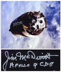 James McDivitt Signed 20 x 16 Photo of the Apollo 9 Lunar Module Against a Beautiful Cloudy Blue Sky