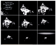 Fred Haise Signed 20'' x 16'' Photo of Apollo 13's ''Lifeboat'', the Lunar Module After It Was Jettisoned Just Before Reentry -- Haise Writes ''The end of our lifeboat Aquarius!''