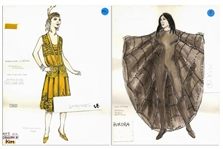 Costume Sketches by Tony Award Winning Costume Designer -- Four Sketches for ''Kiss of the Spider Woman'' and ''Show Boat''