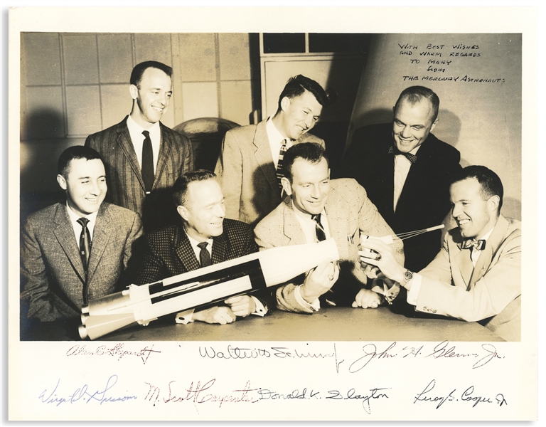 Mercury 7 Signed 10 x 8 Photo, Signed by All Seven Astronauts -- With JSA COA
