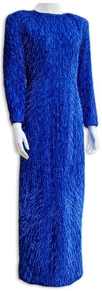 Whitney Houston Worn Electric Blue Evening Dress