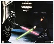 Mark Hamill and Dave Prowse Signed 20'' x 16'' Star Wars Photo Showing Their Famous Light Saber Duel -- With JSA COA