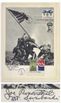 Joe Rosenthal Signed 8.5 x 11 Print of the Flag Raising at Iwo Jima