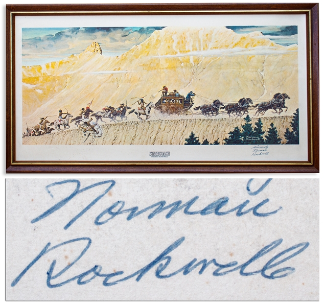 Norman Rockwell Signed Print of Stagecoach -- Art Done for the 20th Century Fox Film in 1966