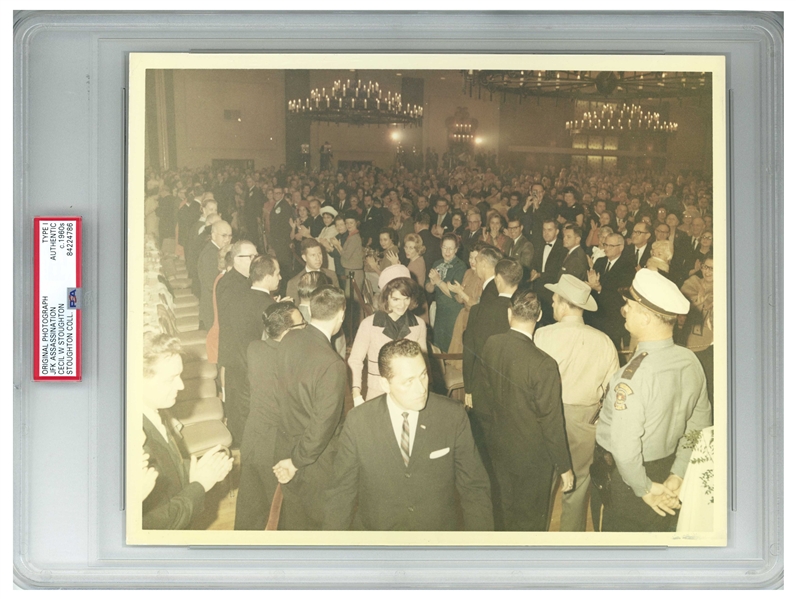 Original 10 x 8 Photo of Jackie Kennedy in the Famous Pink Chanel Suit, Taken by Cecil W. Stoughton the Morning of the Assassination -- Encapsulated & Authenticated by PSA as Type I Photograph