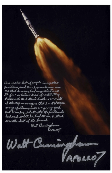 Walter Cunningham Signed 16 x 20 Photo With Personal Message Honoring Wernher von Braun