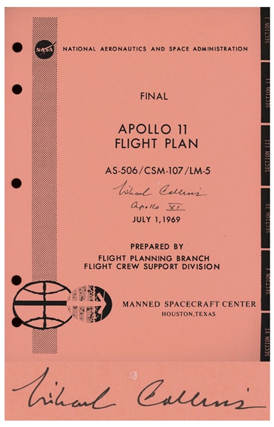 Michael Collins Signed Copy of the Apollo 11 Flight Plan