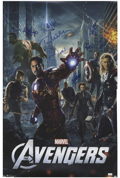 The Avengers Cast-Signed Poster -- Signed by Creator Stan Lee and 8 Cast Members of the 2012 Blockbuster Film