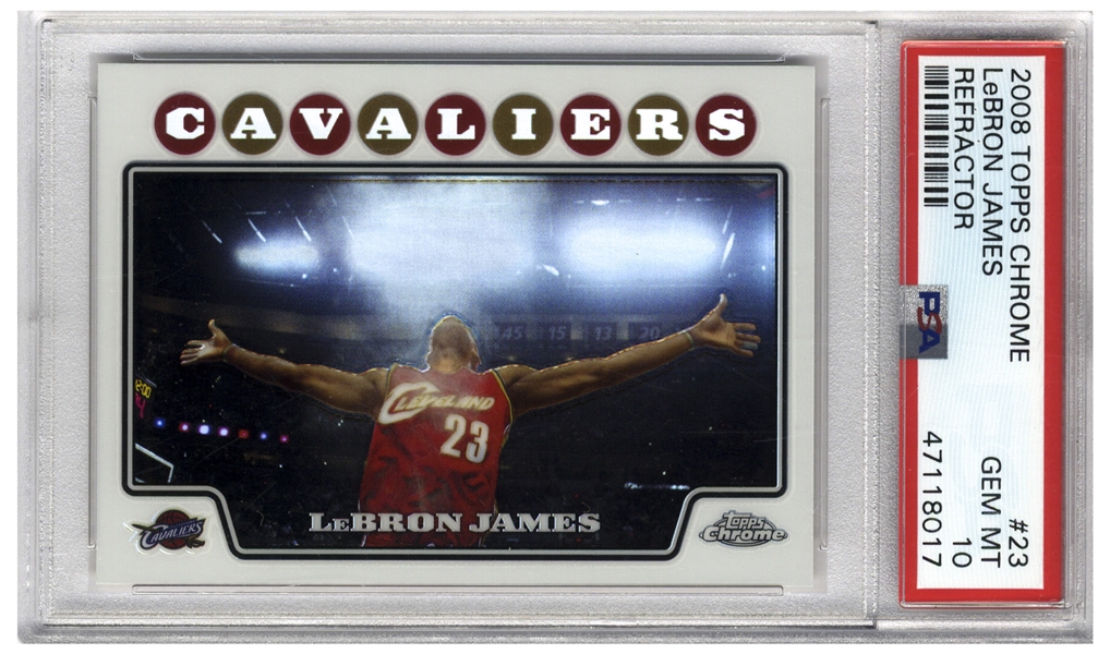 LeBron James 2008 Topps Chrome Refractor Chalk Toss #23 -- PSA Graded Gem Mint 10