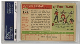 Sandy Koufax Signed 1955 Topps Rookie Card #123 -- Autograph Graded 9 by PSA/DNA