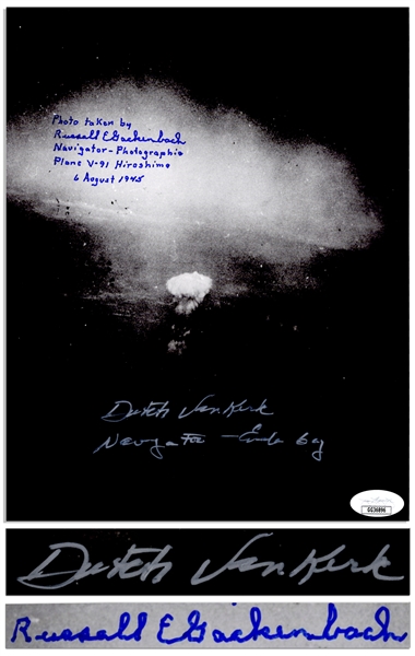 Dutch Van Kirk & Russell Gackenbach Signed Photo of the Hiroshima Bombing -- With JSA COA