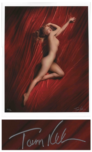 Tom Kelley Limited Edition 17 x 22 Giclee Photograph of Marilyn Monroe in the Red Velvet Photo Session