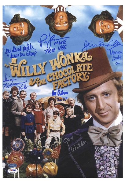 Willy Wonka Cast-Signed 12 x 17 Photo -- With PSA/DNA COA for All Six Signatures