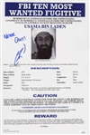 Navy Seal Robert ONeill Signed 12 x 18 Photo of Osama bin Ladens FBI Most Wanted Poster -- ONeill Was the Navy Seal Who Fatally Shot bin Laden -- With JSA COA