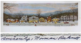 Norman Rockwell Signed Print of His Beloved Piece Stockbridge Main Street at Christmas