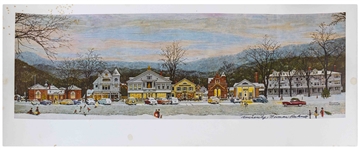 Norman Rockwell Signed Print of His Beloved Piece ''Stockbridge Main Street at Christmas''