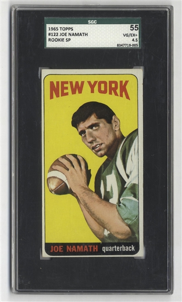Joe Namath 1965 Topps Rookie Card #122 -- Graded SGC Very Good-Excellent+ 4.5